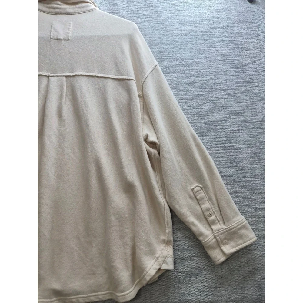 Aerie Love This Moment Shirt Womens Medium Beige Button Down Chest Pocket Winter